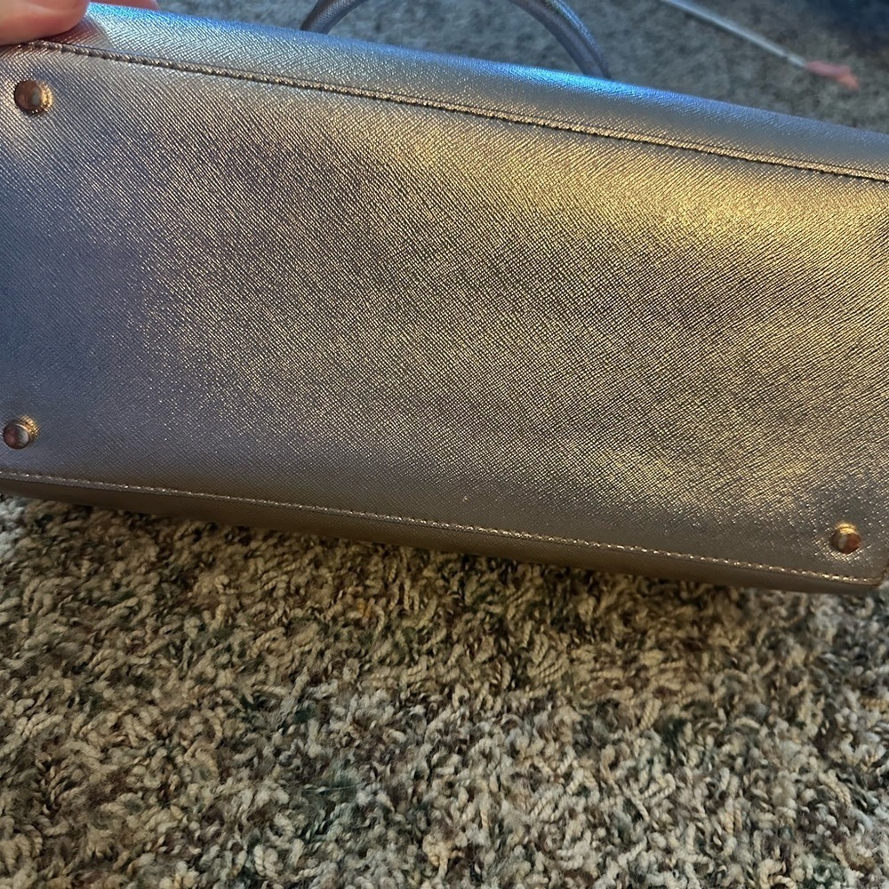 Kate Spade Metallic Champagne Saffiano Leather Dome Satchel Handbag - Picture 8 of 15